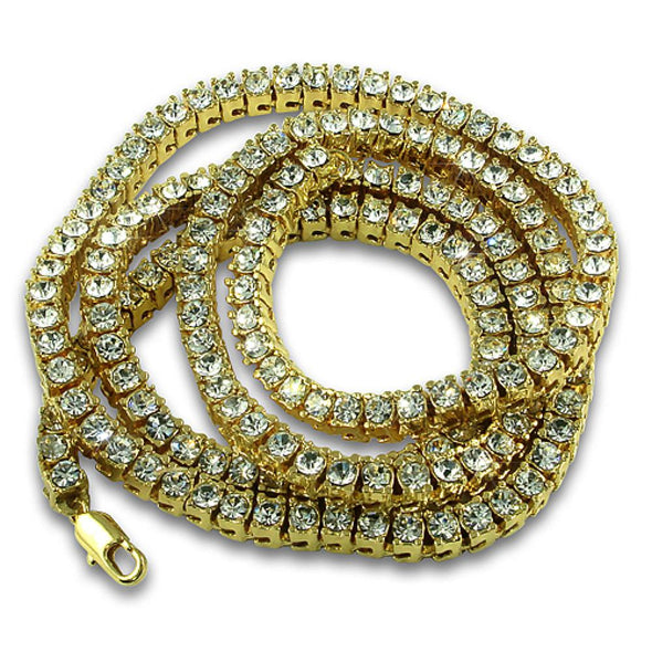 1 Row Hip Hop Tennis Chain Yellow Gold / White Gold