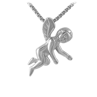 Flying Cherub Angel Pendant Stainless Steel