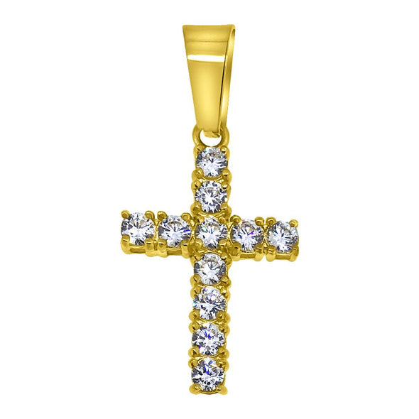 3MM CZ Tennis Cross Gold Steel