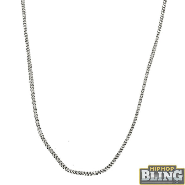 .925 Sterling Silver 1MM Franco Chain Rhodium