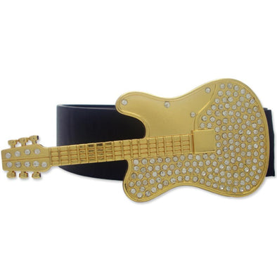 Guitar Musical Instrument Gold Iced Out Belt Buckle