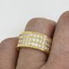 Triple Row CZ Eternity Band Bling Bling Ring in Gold