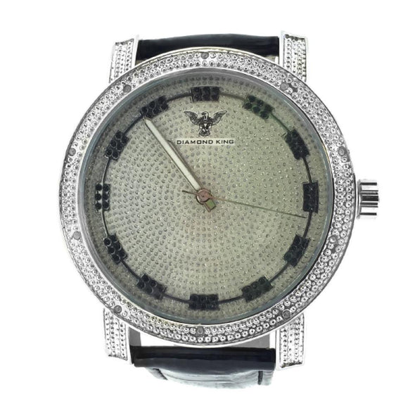 Genuine Diamond Techno King Black Leather Watch