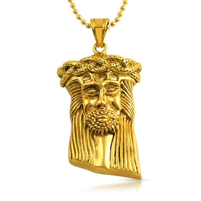 Jesus Detailed Hip Hop Pendant Gold Steel