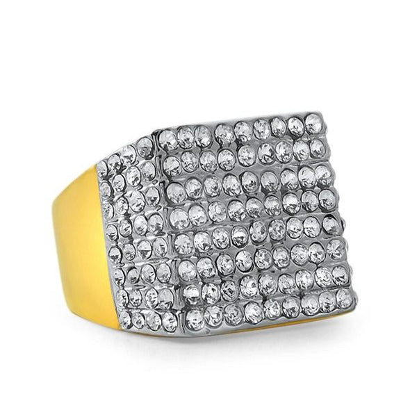 Gold Pimp Stainless Steel Bling Bling Ring