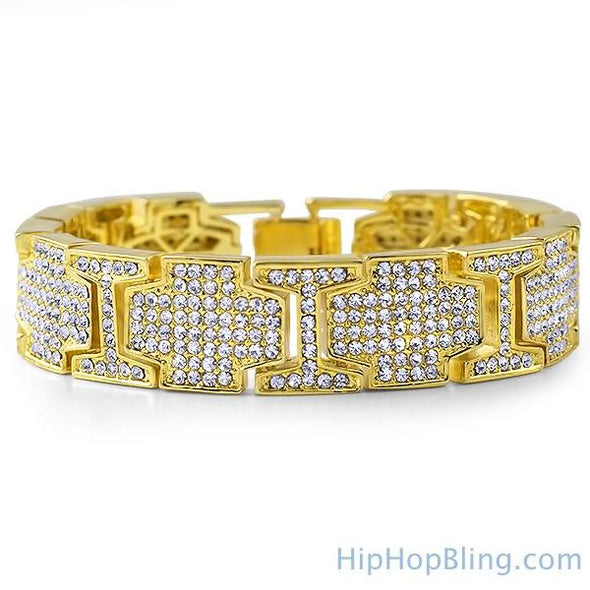 Gold Cross Link Bling Bling Bracelet