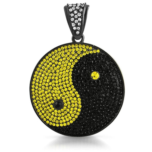 Yin Yang Yellow  Black Pendant Black Taoist