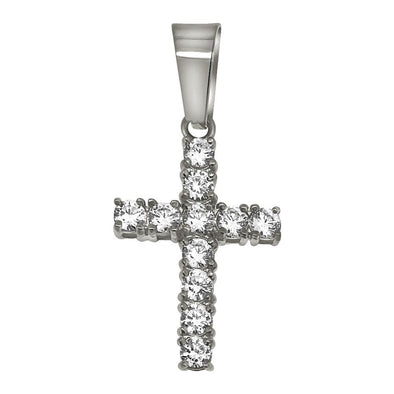 3MM CZ Tennis Cross Stainless Steel