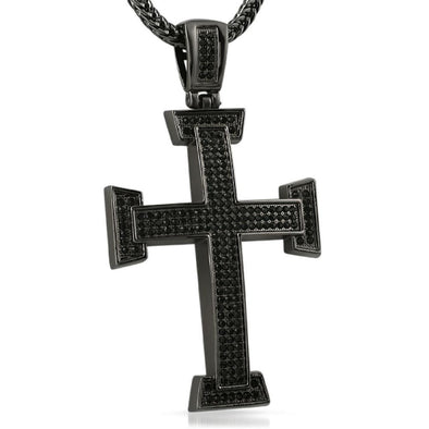 Micro Pave Black Cross