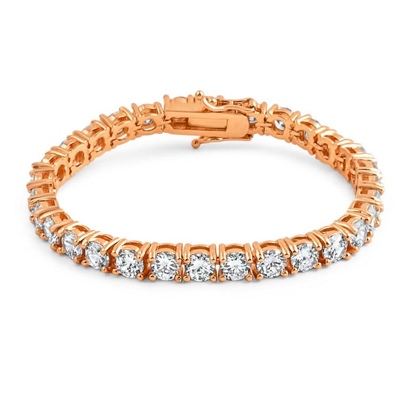 .925 Silver 6MM CZ 1 Row Bling Tennis Bracelet Rose Gold