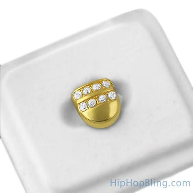 Gold Tooth 2 Row Ice Grillz