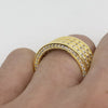 Triple Row CZ Eternity Band Bling Bling Ring in Gold