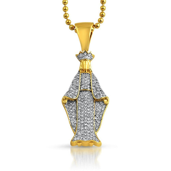 Gold Crowned Angel Micro Pave CZ Pendant