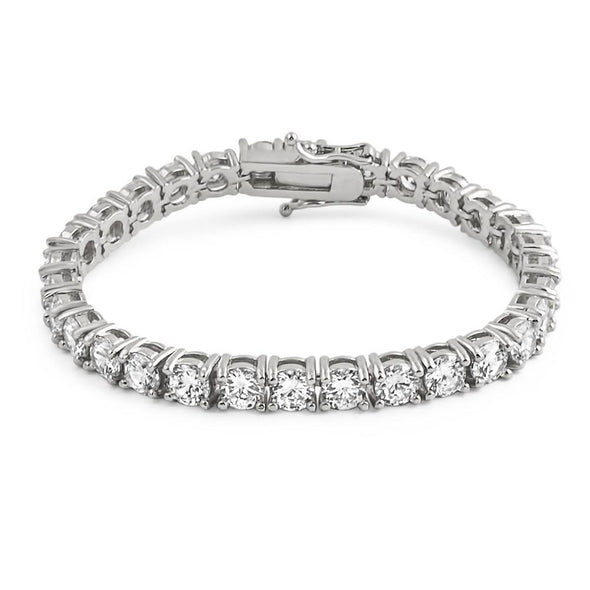 .925 Silver 6MM CZ 1 Row Bling Tennis Bracelet Rhodium