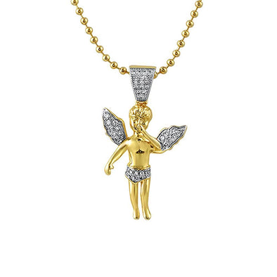 Gold Angel Mini Gold Pendant CZ