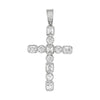 .925 Silver Emerald and Round Cut CZ Rhodium Cross