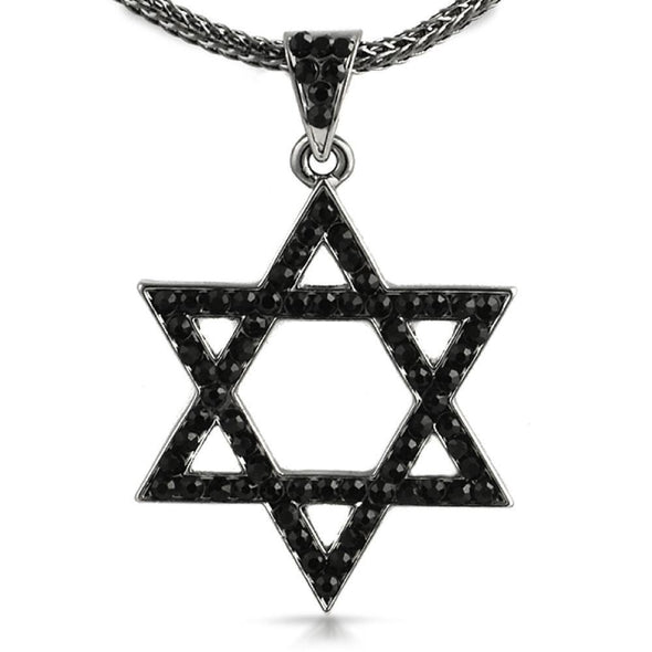 Star of David Jewish Black Pendant  Chain Small
