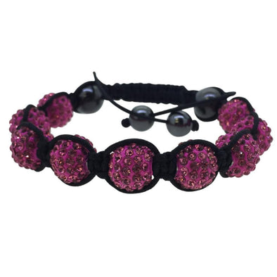 Pink Black Rope 10MM Disco Ball Bracelet