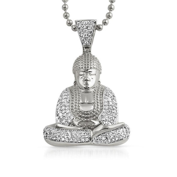 CZ Sitting Buddha Pendant Rhodium