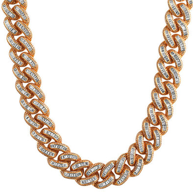 XL Baguette CZ Rose Gold Cuban Chain