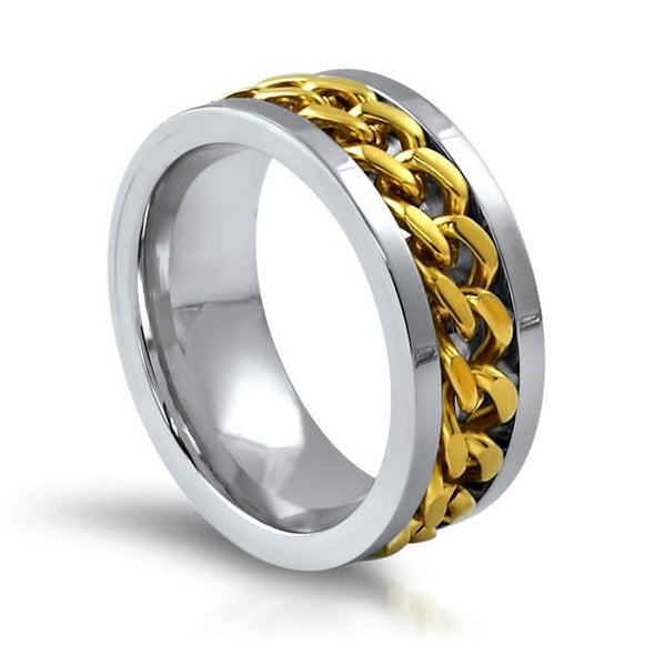 Gold Cuban Chain Link Stainless Steel Ring