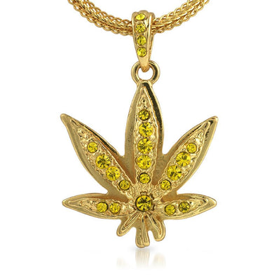 Lemonade Marijuana Leaf Pendant  Chain Small