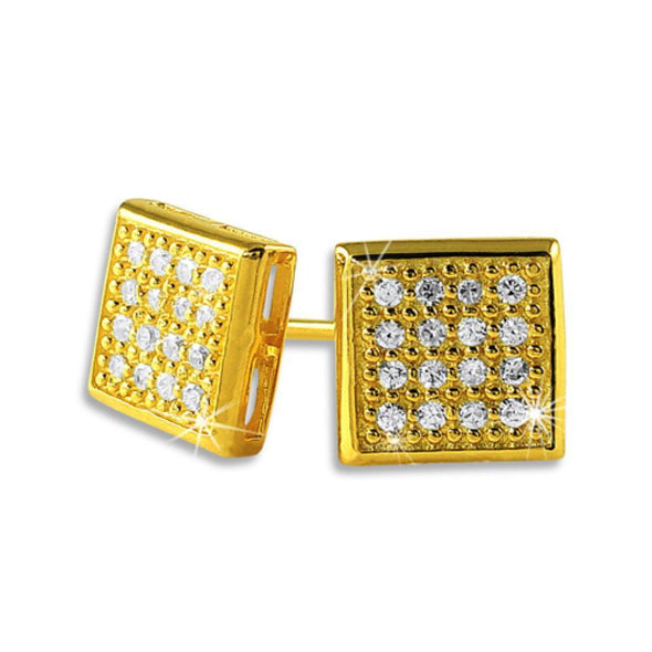 Box 32 Stones Gold Vermeil CZ Micro Pave Earrings .925 Silver