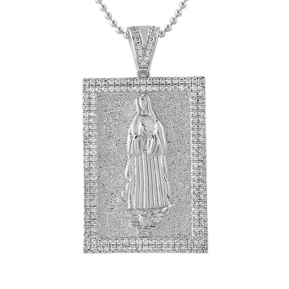 Mary Christian Rhodium CZ Pendant