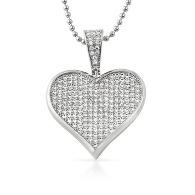 Poker Heart CZ Rhodium Pendant