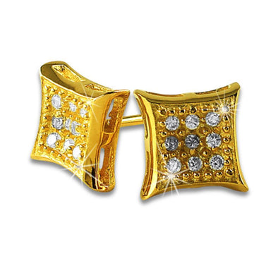 Kite Small Gold Vermeil CZ Micro Pave Earrings .925 Silver