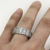 .925 Silver Exotic Baguette Princess Eternity Band CZ Rhodium Ring