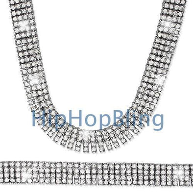 4 Row Silver Tennis Chain Bling Bling