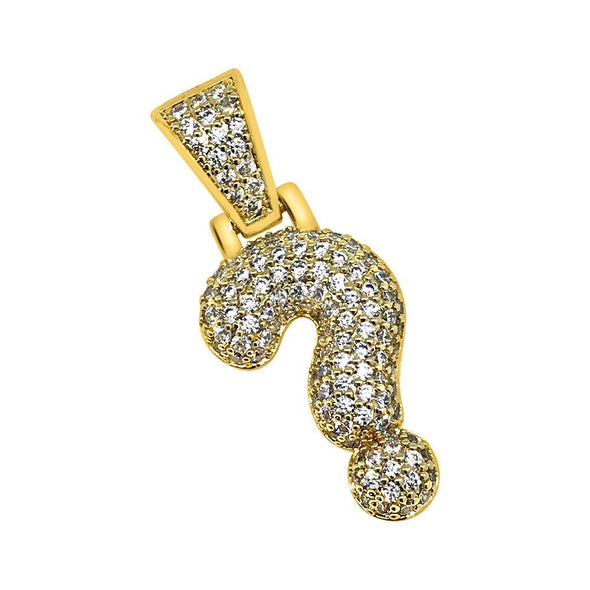 ? Question Mark Symbol Gold CZ Bling Bling Pendant