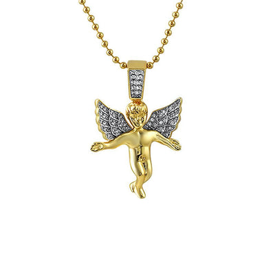 Gold CZ Mini Angel Pendant