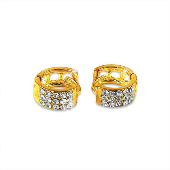 Small 3 Row Gold Huggie Earrings