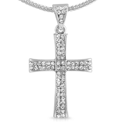 Curl Rhodium Cross  Chain Small