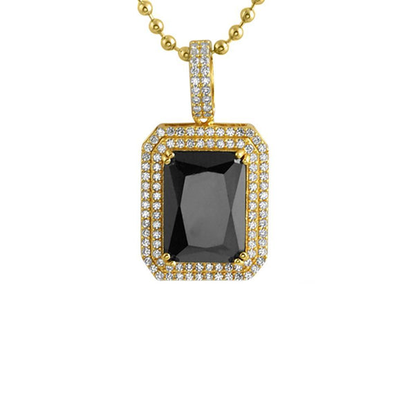 .925 Silver Double CZ Pendant Black Gem