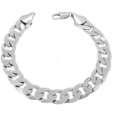 12MM Silver Plated Cuban Bracelet