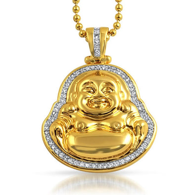 Lucky Gold Buddha CZ Buddhist Pendant