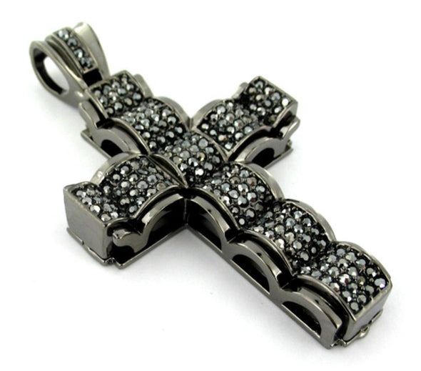 Bubble Cross Hematite Black Pendant