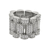 .925 Silver Presidential Link Rhodium CZ Bling Bling Ring