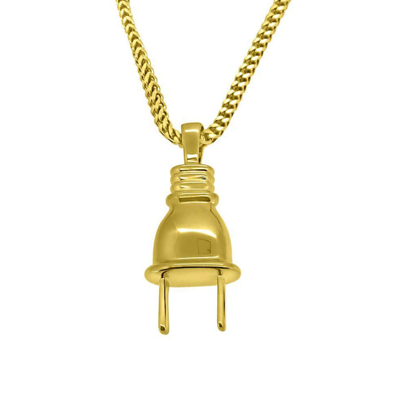 HipHop Gold 3D Hip Hop Plug Pendant w Franco Chain