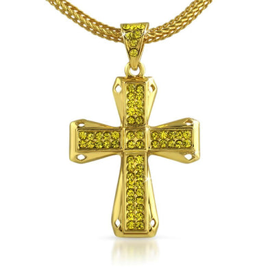 Diamond Cut Lemonade Cross Chain Small