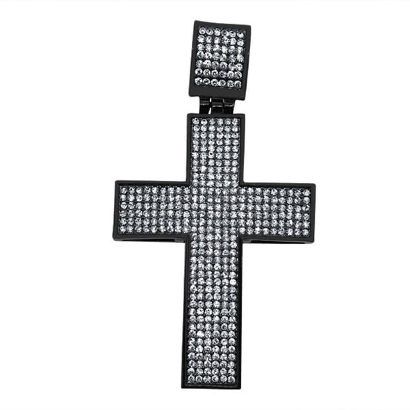 Clear Stones on Hematite Black Cross