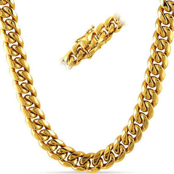 Miami Cuban Gold Stainless Steel Chain 14MM