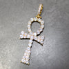 .925 Silver Hot Ankh CZ Bling Bling Gold Cross