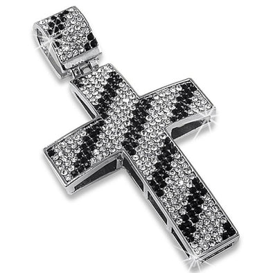 Diagonal Striped Black  White Cross