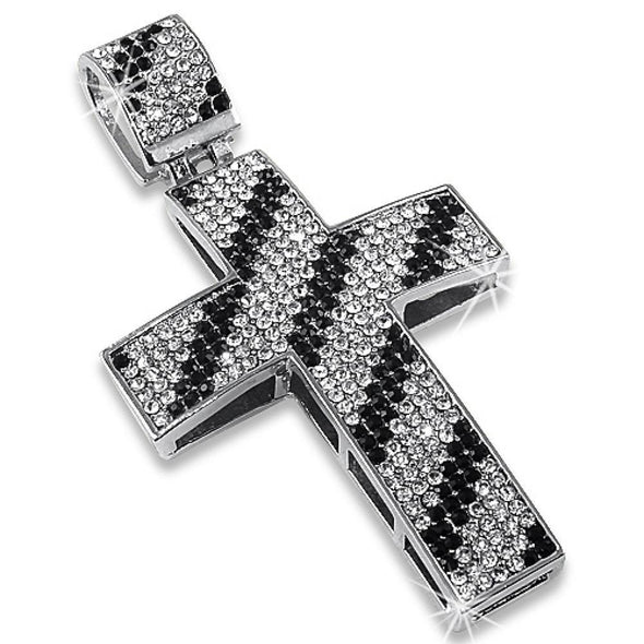 Diagonal Striped Black  White Cross