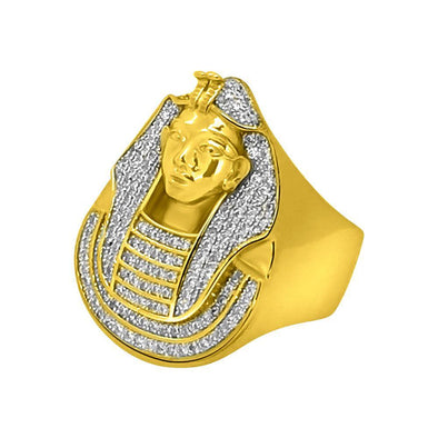 Gold .925 Sterling Silver CZ Pharaoh Ring
