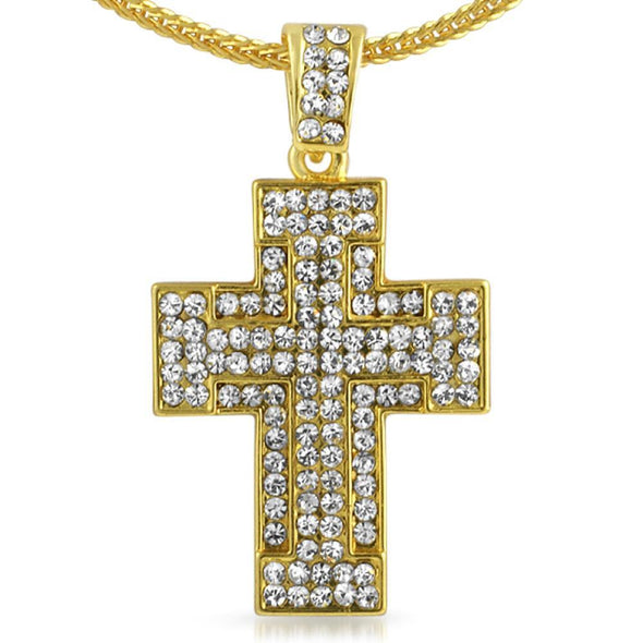 Thick Gold Cross  Chain Small